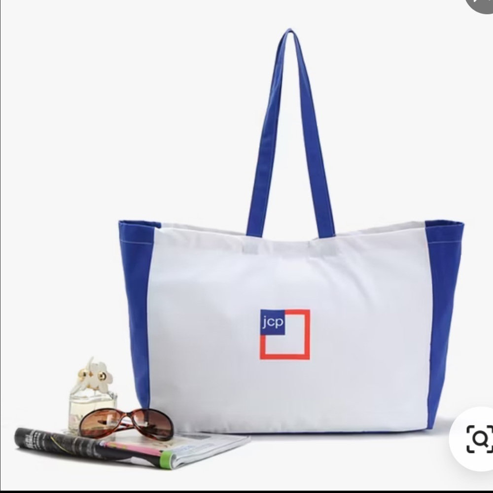 New JCPenney White and Blue Tote Bag